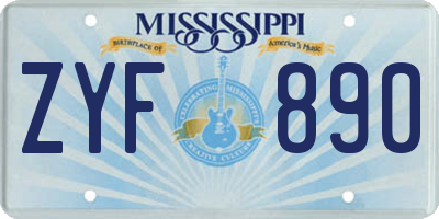 MS license plate ZYF890