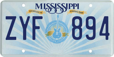 MS license plate ZYF894