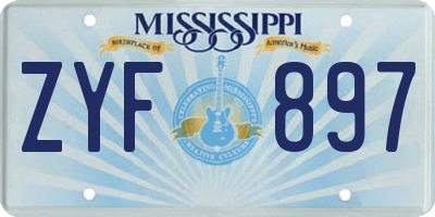 MS license plate ZYF897