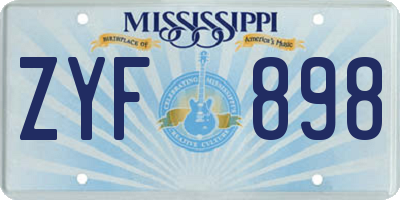 MS license plate ZYF898