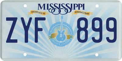 MS license plate ZYF899