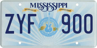 MS license plate ZYF900