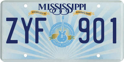 MS license plate ZYF901