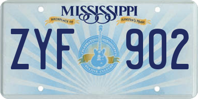 MS license plate ZYF902