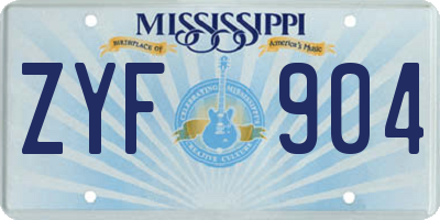 MS license plate ZYF904