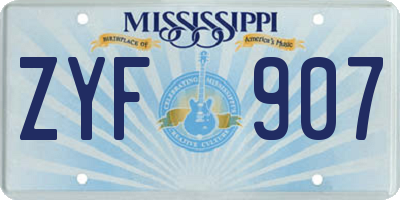 MS license plate ZYF907