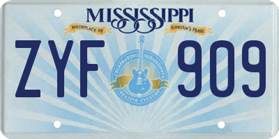 MS license plate ZYF909