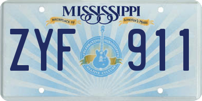 MS license plate ZYF911