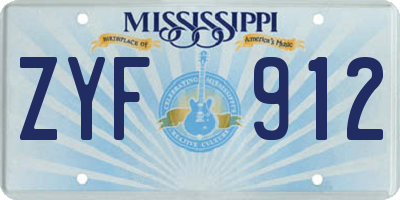 MS license plate ZYF912