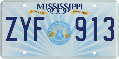 MS license plate ZYF913