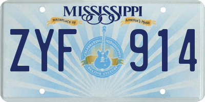 MS license plate ZYF914