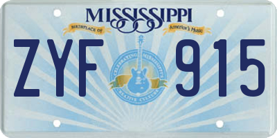 MS license plate ZYF915