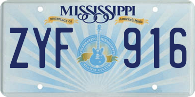 MS license plate ZYF916