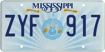 MS license plate ZYF917