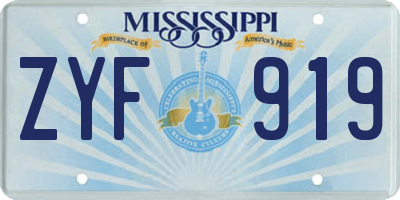 MS license plate ZYF919