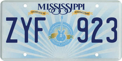 MS license plate ZYF923