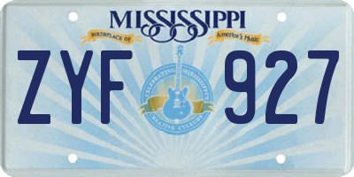 MS license plate ZYF927