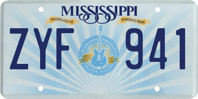 MS license plate ZYF941