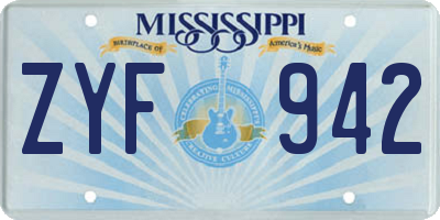 MS license plate ZYF942