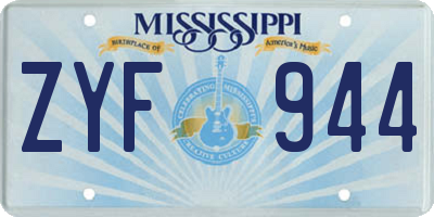 MS license plate ZYF944