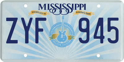 MS license plate ZYF945