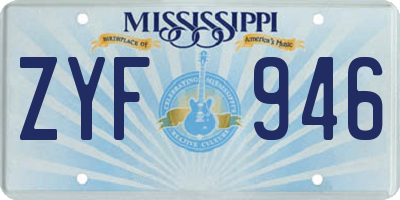 MS license plate ZYF946