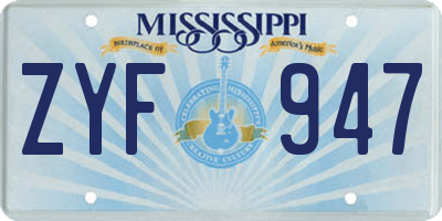 MS license plate ZYF947