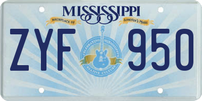 MS license plate ZYF950