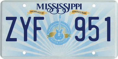 MS license plate ZYF951