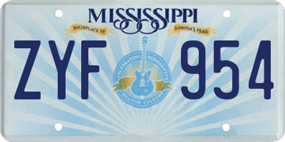 MS license plate ZYF954
