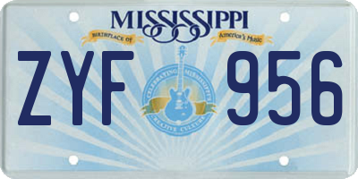 MS license plate ZYF956