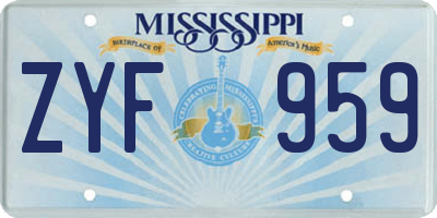 MS license plate ZYF959