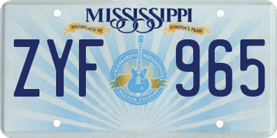 MS license plate ZYF965