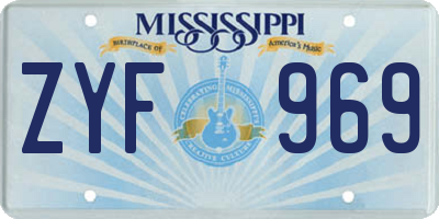 MS license plate ZYF969