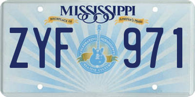 MS license plate ZYF971