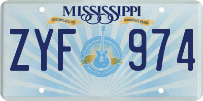 MS license plate ZYF974