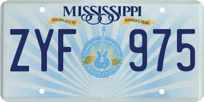 MS license plate ZYF975