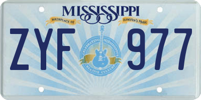 MS license plate ZYF977