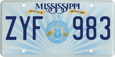 MS license plate ZYF983