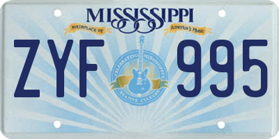 MS license plate ZYF995