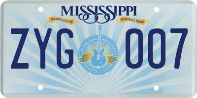 MS license plate ZYG007