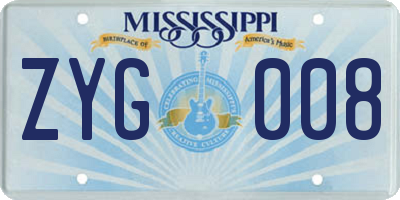 MS license plate ZYG008