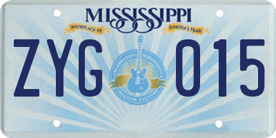 MS license plate ZYG015