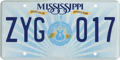 MS license plate ZYG017