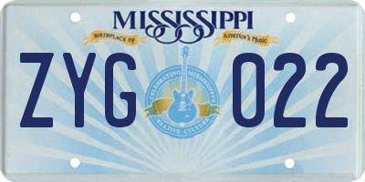 MS license plate ZYG022