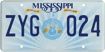 MS license plate ZYG024