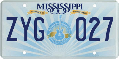 MS license plate ZYG027