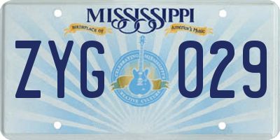 MS license plate ZYG029