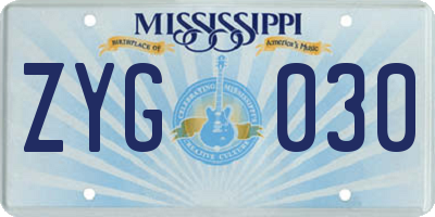 MS license plate ZYG030