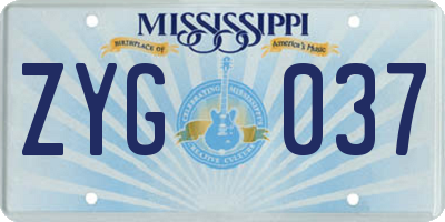MS license plate ZYG037